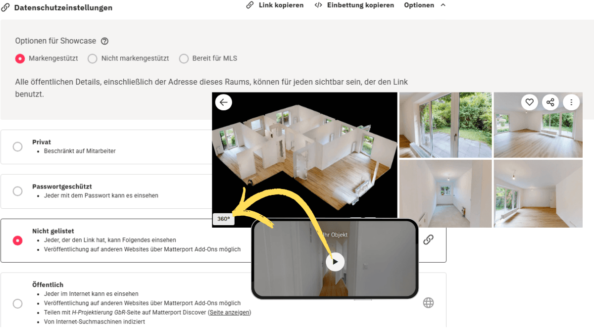 3D-Rundgang: Auf Ihrer Website eingebettet